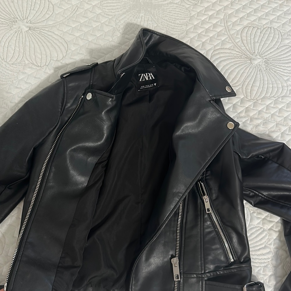 Zara black leather jacket
